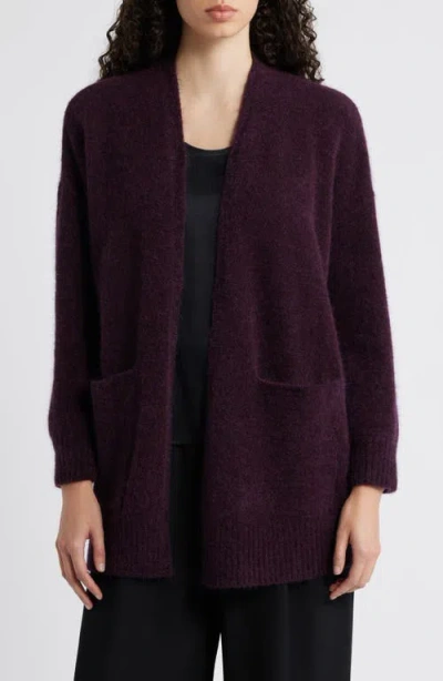 Eileen Fisher Open Front Brushed Cardigan In Violet