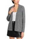 Eileen Fisher Organic Cotton Open Front Cardigan In Black/ivory