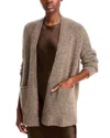 Eileen Fisher Open Front Brushed Cardigan In Taupe