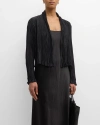 EILEEN FISHER OPEN-FRONT CRINKLED SILK JACKET