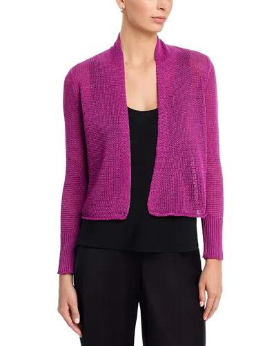 Eileen Fisher Open Front Cropped Cardigan Sweater In Purple