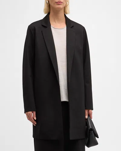 Eileen Fisher Open-front Flex Ponte Long Blazer In Black
