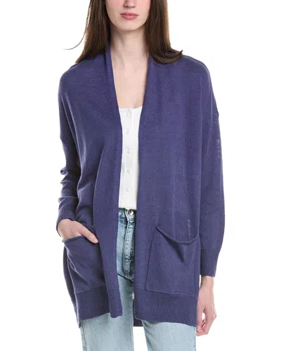 Eileen Fisher Open Front Linen-blend Cardigan In Blue