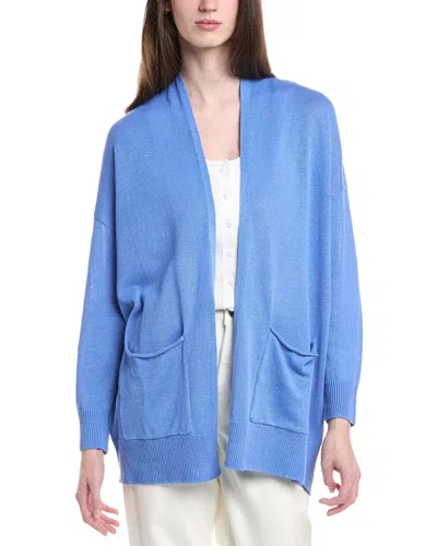 Eileen Fisher Open Front Linen-blend Cardigan In Multi