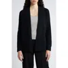 Eileen Fisher Open Front Organic Cotton & Recycled Cashmere Cardigan In Black