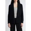 Eileen Fisher Open Front Organic Cotton & Recycled Cashmere Cardigan In Black