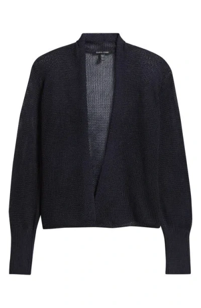 Eileen Fisher Open Front Organic Cotton Cardigan In Black