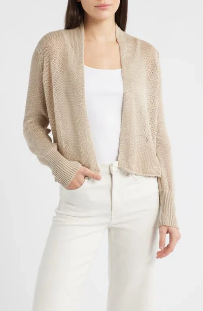 Eileen Fisher Open Front Organic Cotton Cardigan In Neutral