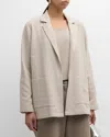 Eileen Fisher Stretch Organic Cotton Longline Blazer In Dove
