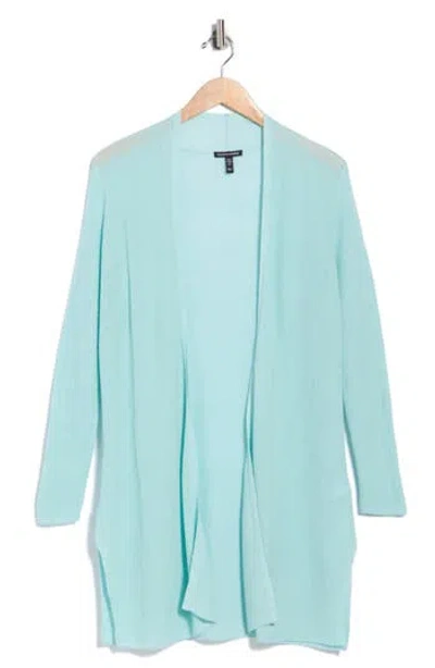 Eileen Fisher Open Front Organic Linen & Organic Cotton Cardigan In Blue