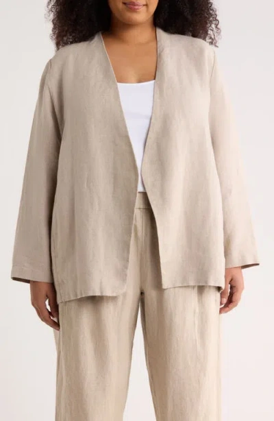 Eileen Fisher Open Front Organic Linen Jacket In Neutral