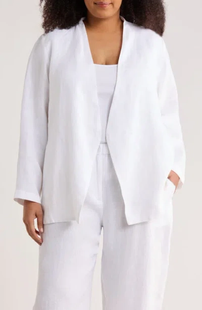 Eileen Fisher Open Front Organic Linen Jacket In White