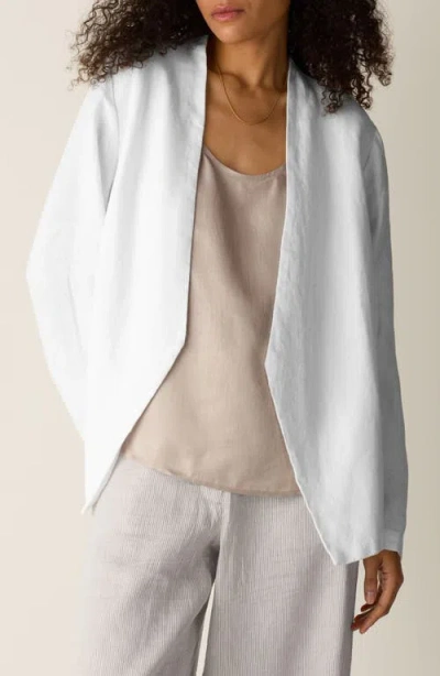 Eileen Fisher Open Front Organic Linen Jacket In White