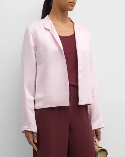 Eileen Fisher Open-front Organic Linen-silk Jacket In Crystal Pink