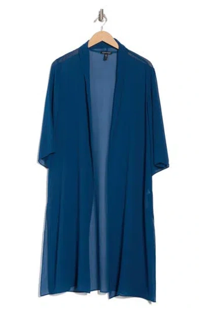 Eileen Fisher Open Front Silk Chiffon Jacket In Green