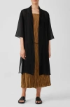 Eileen Fisher Open Front Silk Chiffon Jacket In Black