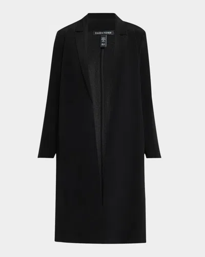 Eileen Fisher Open-front Silk Double Crepe Blazer In Black