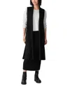 Eileen Fisher Lightweight Boiled Wool Shawl Collar Vest In Regenerative Wool In Black
