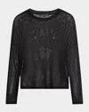 Eileen Fisher Open-knit Crewneck Sweater In Black