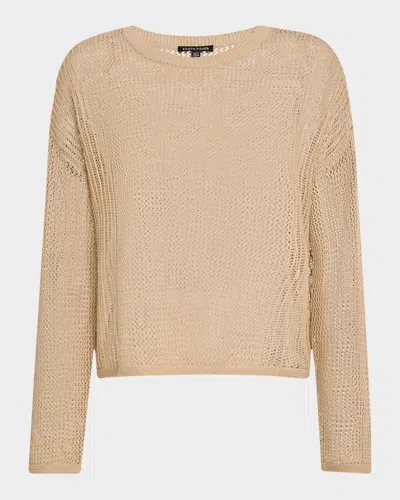 Eileen Fisher Open-knit Crewneck Sweater In Wheat