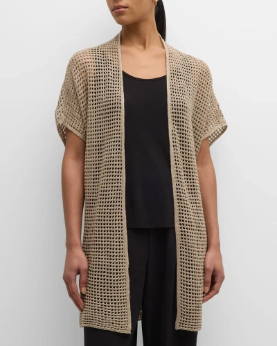 Eileen Fisher Open-knit Dolman-sleeve Cardigan In Natural