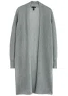 Eileen Fisher Open-knit Linen-blend Cardigan In Light Grey