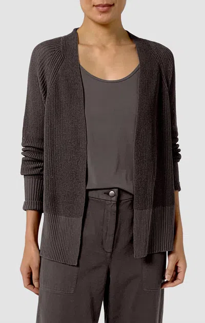Eileen Fisher Open Long Sleeve Cardigan In Rye In Brown