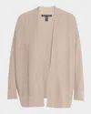 Eileen Fisher Organic Linen Blend Open Front Cardigan In Cocoa