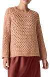 Eileen Fisher Open Stitch Alpaca Crewneck Sweater In Opal