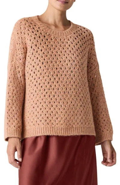 Eileen Fisher Open Stitch Alpaca Crewneck Sweater In Opal