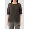 Eileen Fisher Crewneck Open-stitch Boucle Pullover