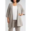 Eileen Fisher Open Stitch Longline Wool Cardigan In Dove