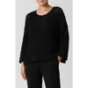 Eileen Fisher Open Stitch Organic Cotton Blend Sweater In Black