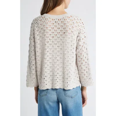 Eileen Fisher Open Stitch Organic Cotton Blend Sweater In Bone