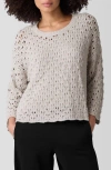 Eileen Fisher Open Stitch Organic Cotton Blend Sweater In Bone
