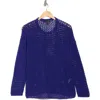 Eileen Fisher Open Stitch Organic Cotton Crewneck Sweater In Blue