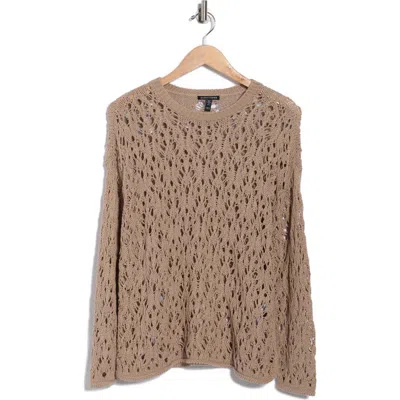 Eileen Fisher Open Stitch Organic Cotton Crewneck Sweater In Neutral