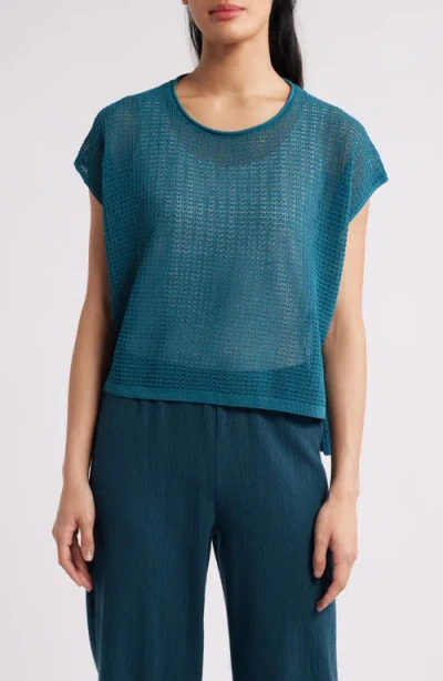 Eileen Fisher Open Stitch Organic Cotton Sweater In Harbor