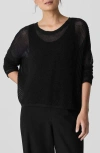 Eileen Fisher Open-knit Crewneck Sweater In Black