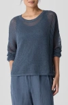 Eileen Fisher Open-knit Crewneck Sweater In Eclipse