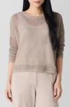 Eileen Fisher Linen Cotton Cord Crewneck Sweater In Wheat