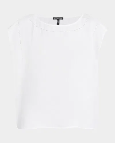 Eileen Fisher Open-stitch Organic Linen Top