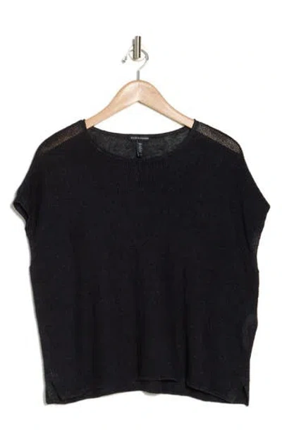 Eileen Fisher Open Stitch Short Sleeve Organic Cotton Sweater In Graphite