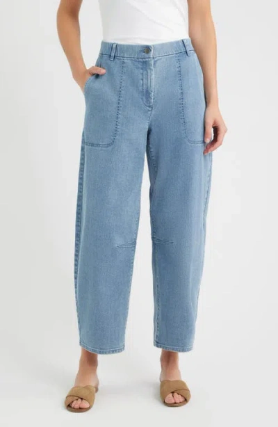 Eileen Fisher Organic & Recycled Cotton High Waist Ankle Arch Jeans In Blue
