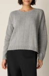 Eileen Fisher Pointelle Grid Sweater In Gray