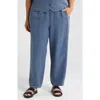 Eileen Fisher Organic Cotton & Linen Lantern Ankle Pants In Eclipse