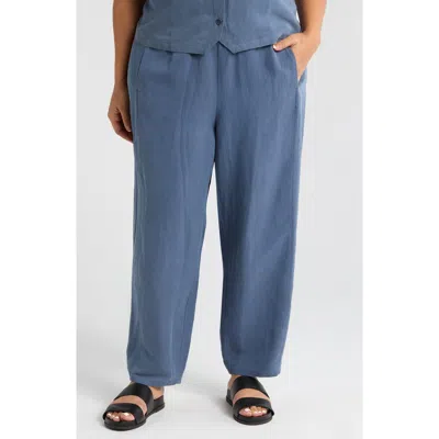 Eileen Fisher Organic Cotton & Linen Lantern Ankle Pants In Eclipse