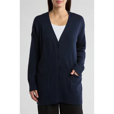Eileen Fisher Womens Deep Poceket Button Down Cardigan Sweater In Ocean