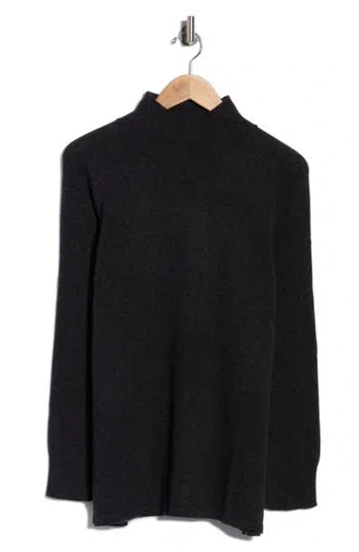 Eileen Fisher Organic Cotton & Recycled Cashmere Turtleneck Tunic Top In Black