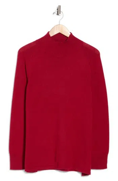 Eileen Fisher Organic Cotton & Recycled Cashmere Turtleneck Tunic Top In Red